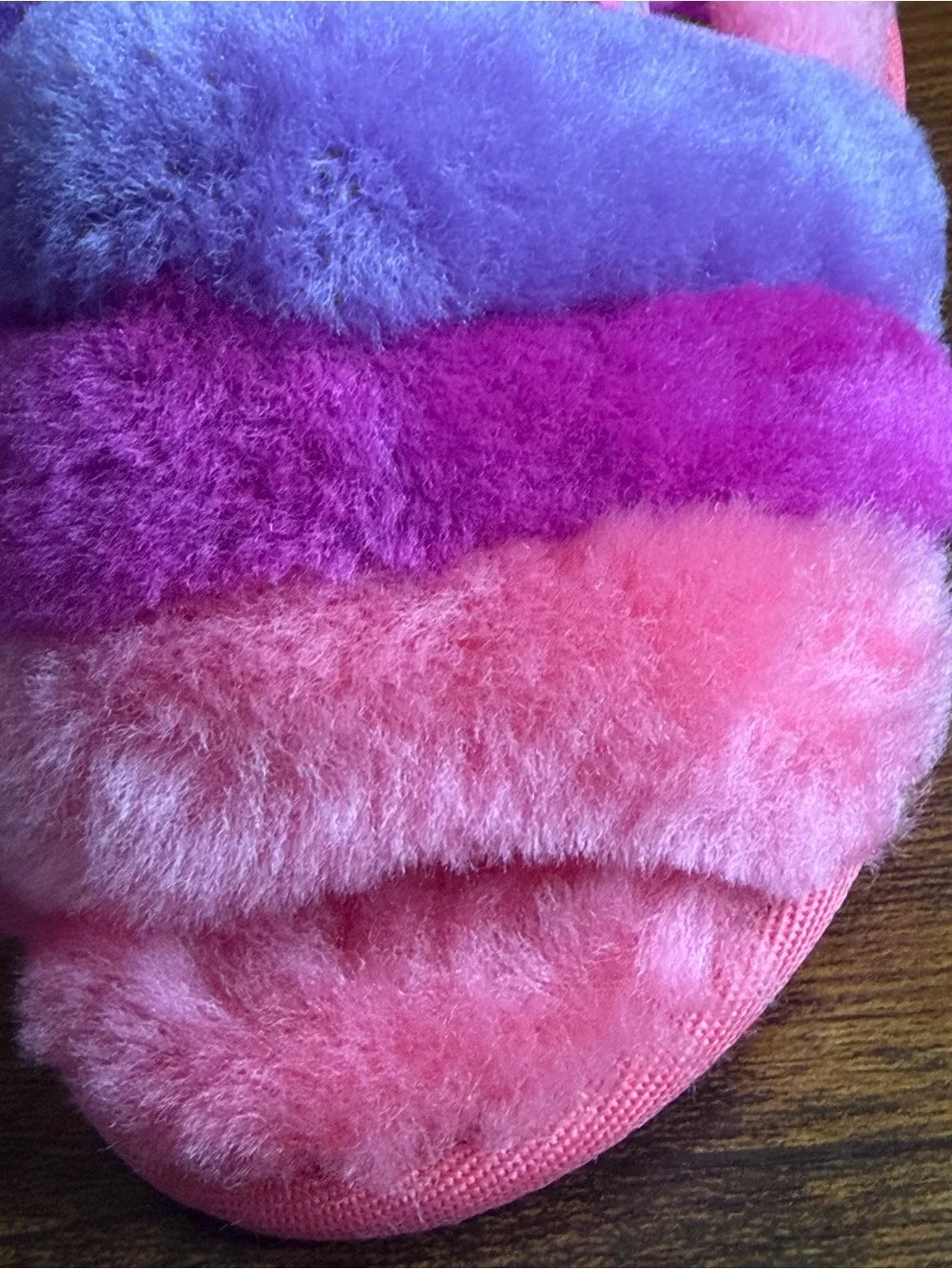 UGG Pink and Purple Fuzzy Slide Slippers Sz 8 Toddler